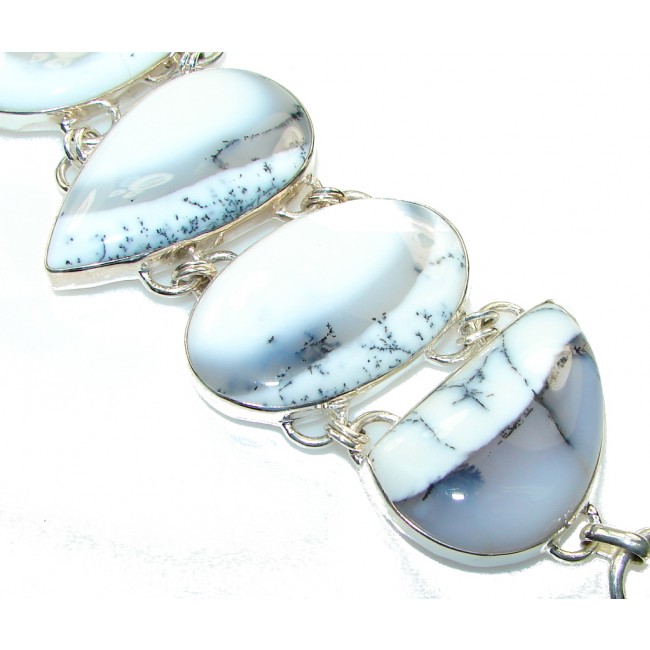Winter White!! Dendritic Agate Sterling Silver Bracelet