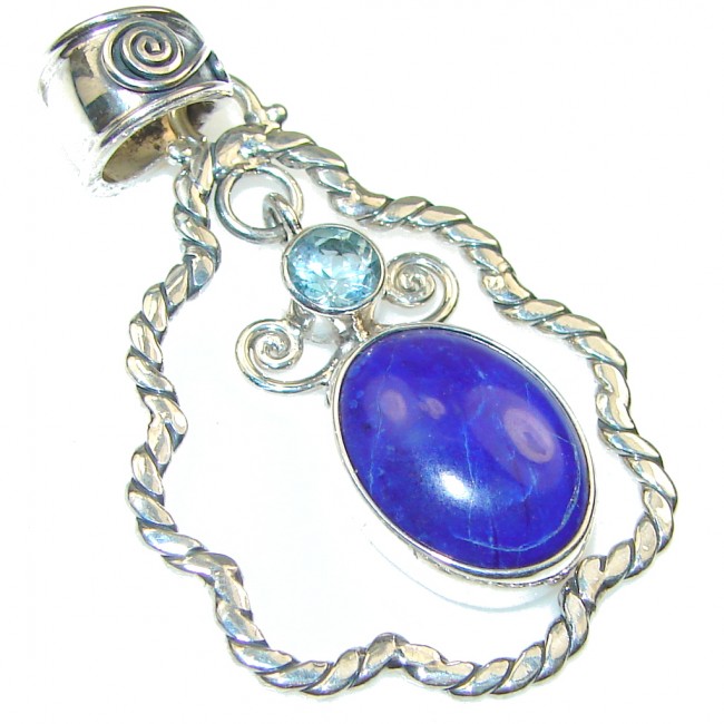 Perfect!! Navy Blue Lapis Lazuli Sterling Silver Pendant