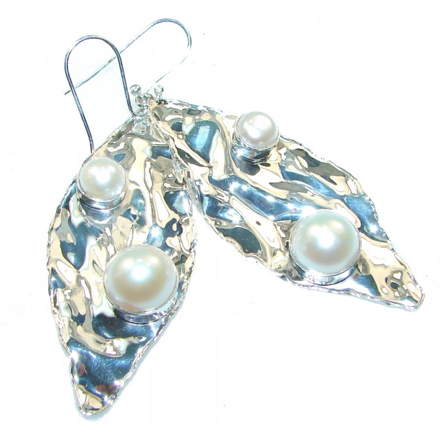 Secret Design Of Fresh Water Pearl Sterling Silver Earrings