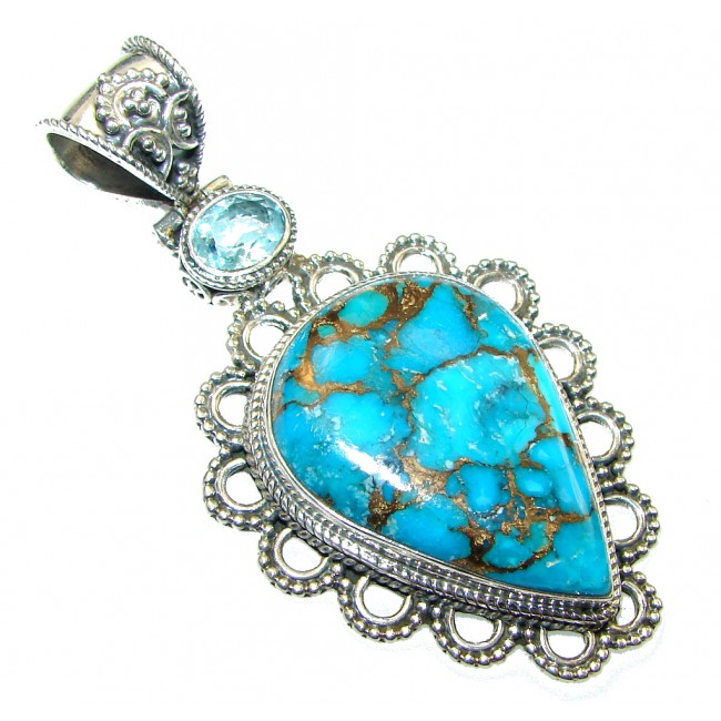 Sky Garland!! Copper Turquoise Sterling Silver Pendant