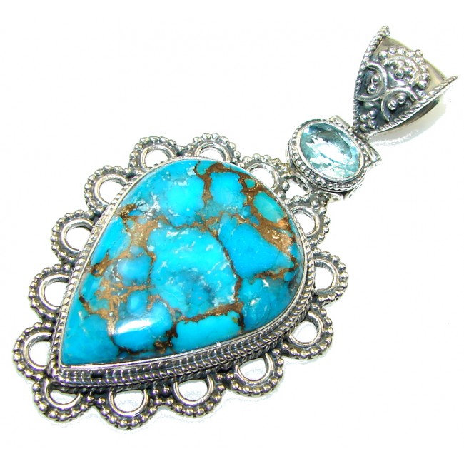 Sky Garland!! Copper Turquoise Sterling Silver Pendant