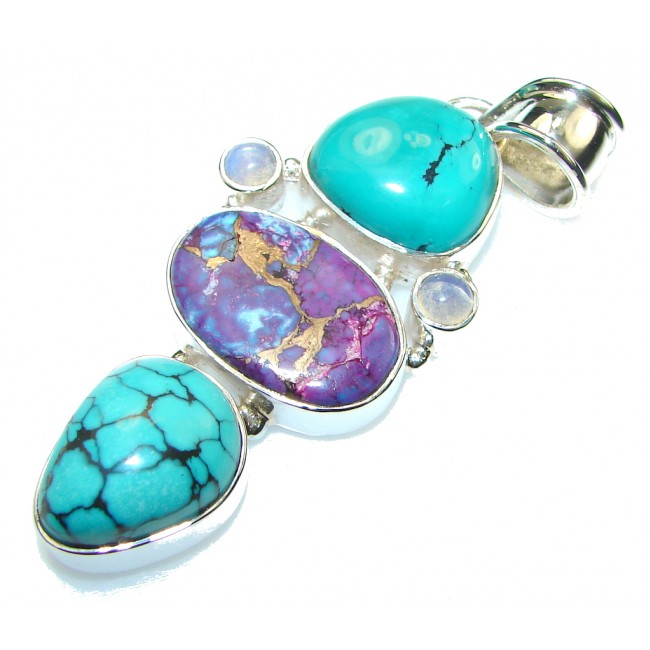 Excellent!! Multicolor Turquoise Sterling Silver Pendant