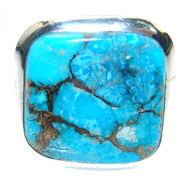 Brazilian Sea!! Copper Turquoise Sterling Silver Ring s. 9