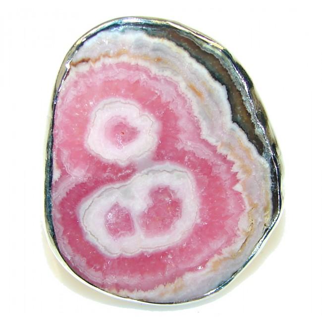Awesome Design!! Rhodochrosite Sterling Silver ring s. 10
