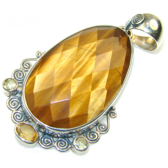 Amazing!! Brown Tigers Eye Sterling Silver Pendant