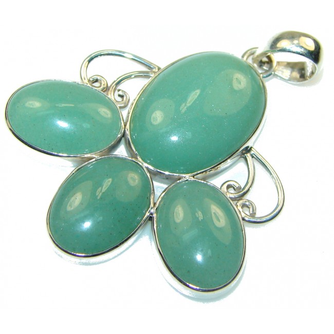 Path Of Life!! Green Jade Sterling Silver Pendant