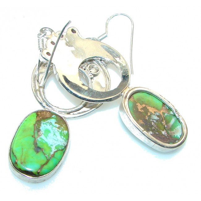 Fantastic!! Green Copper Turquoise Sterling Silver earrings
