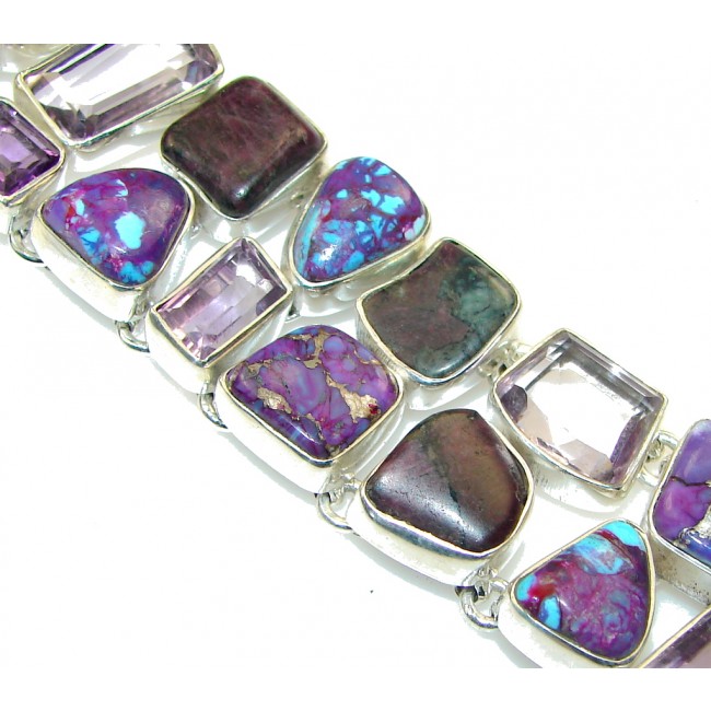 Tropical Glow!! Copper Turquoise Sterling Silver Bracelet