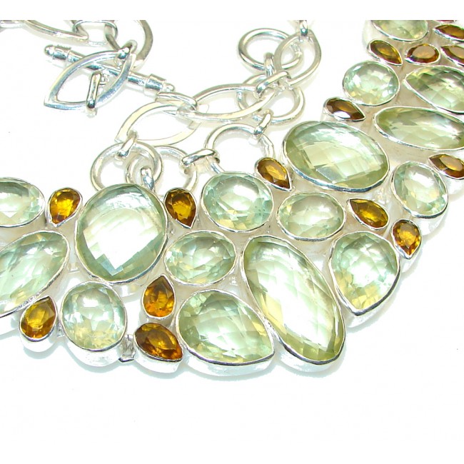 Bohemian Style Chunky Yellow Citrine Sterling Silver Necklace
