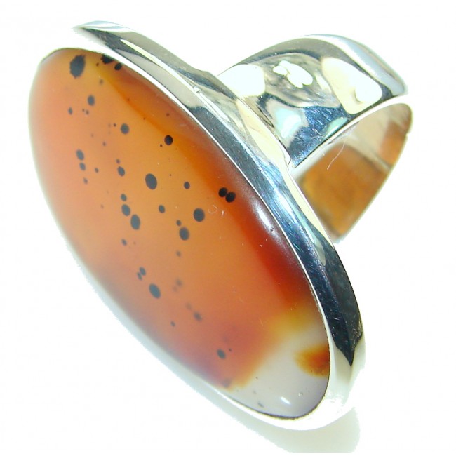 Secret Brown Agate Sterling Silver Ring s. 8 1/4