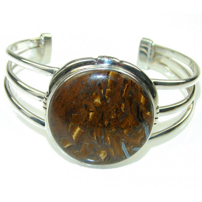 Gorgeous!!! Brown Tigers Eye Sterling Silver Bracelet / Cuff
