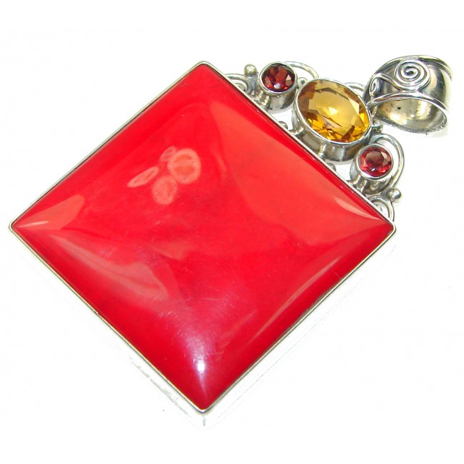 My Sweet! Red Fossilized Coral Sterling Silver pendant