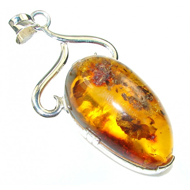 Vintage Style Polish Amber, Gold Plated Sterling Silver Pendant