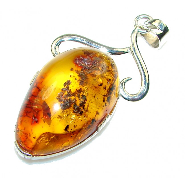 Vintage Style Polish Amber, Gold Plated Sterling Silver Pendant