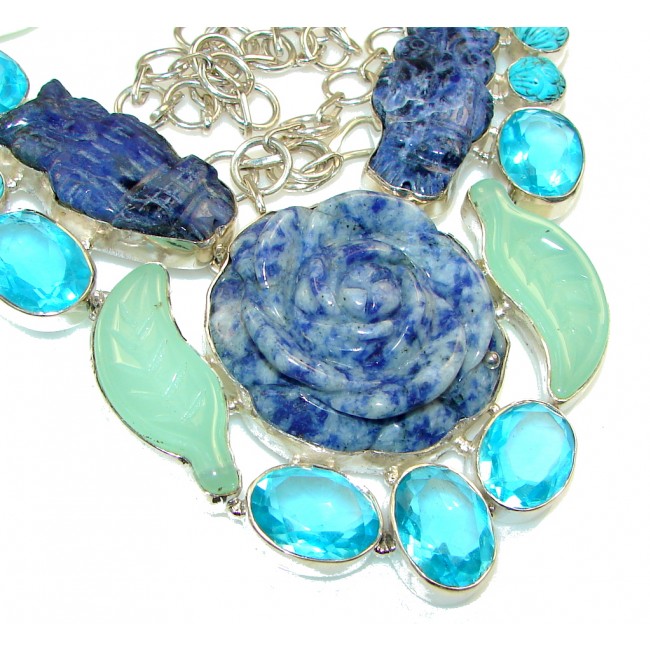Aura Of Beauty!! Blue Sodalite Sterling Silver Necklace