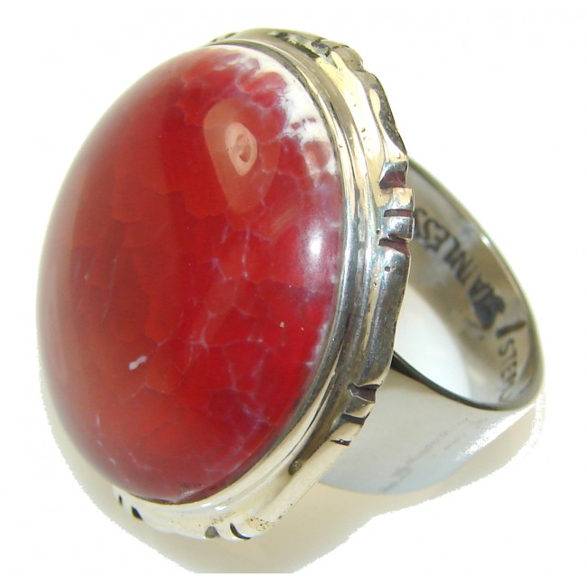 Perfect! Mexican Fire Agate Sterling Silver ring s. 8
