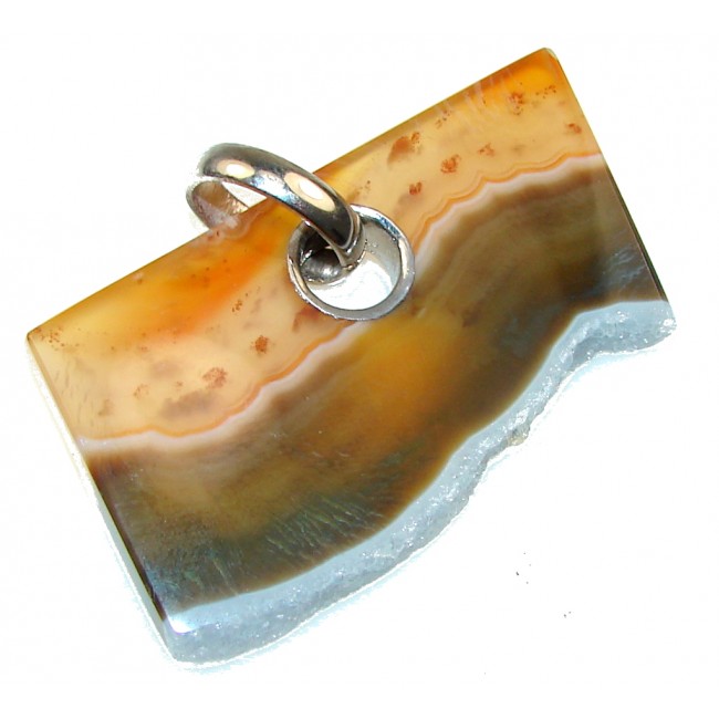 Classic Brown Agate Druzy Sterling Silver Pendant