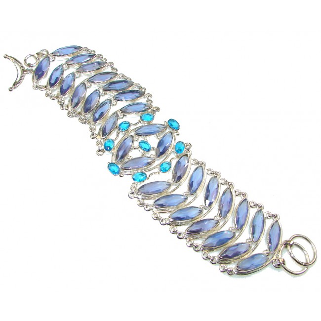 Delicate! Created Light Blue Tanzanite Sterling Silver Bracelet