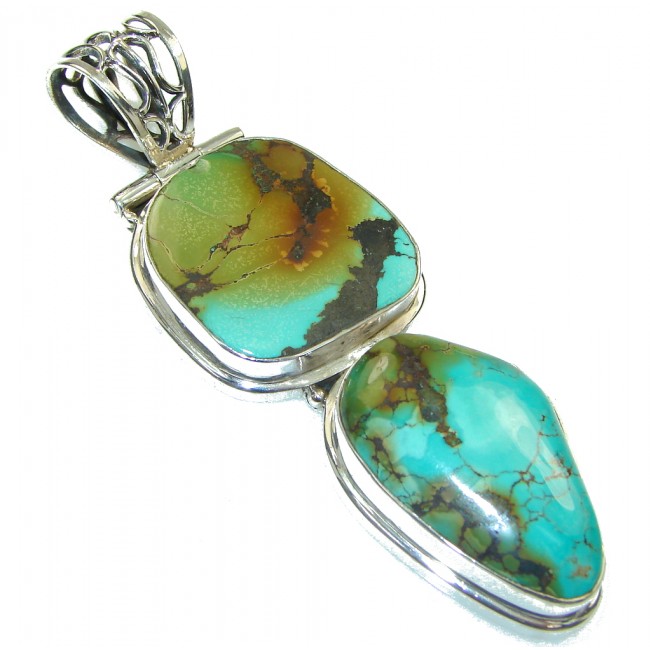 Large! Corico Lake Copper Turquoise Sterling Silver Pendant