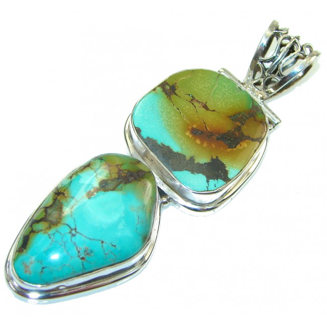 Large! Corico Lake Copper Turquoise Sterling Silver Pendant