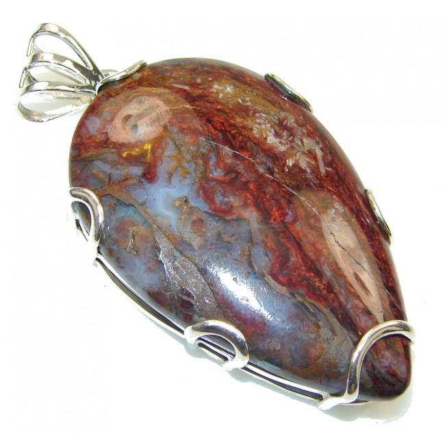 Stunning Brown Moss Agate Sterling Silver Pendant