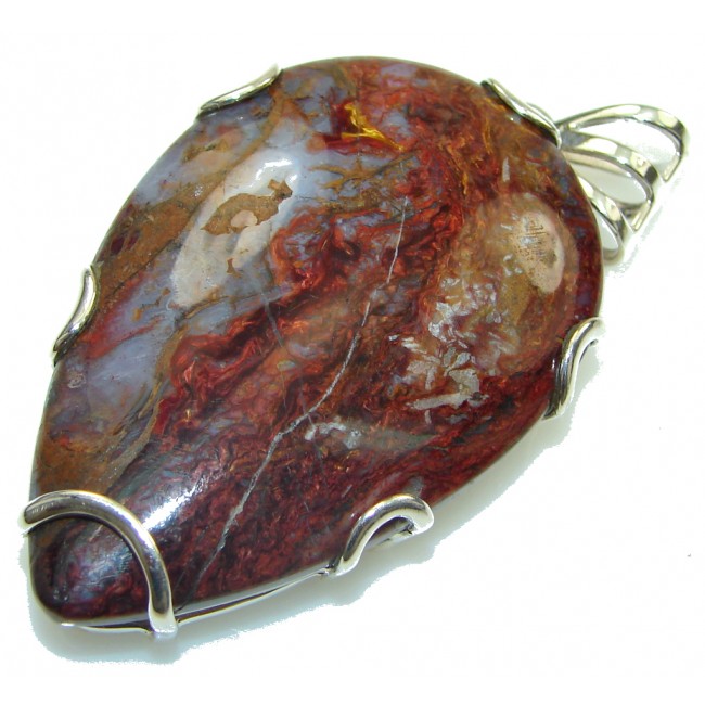 Stunning Brown Moss Agate Sterling Silver Pendant
