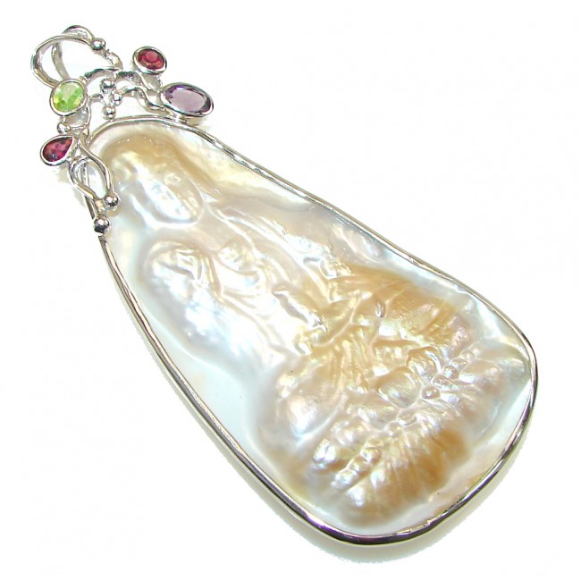 Big Praying Goddess Blister Pearl Handcrafted Sterling Silver pendant