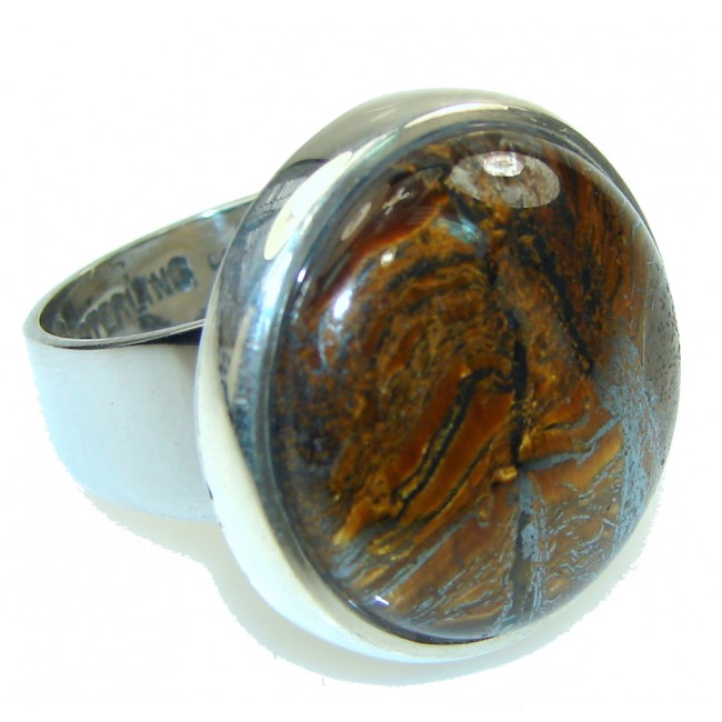 Natural Beauty Brown Tigers Eye Sterling Silver Ring s. 7