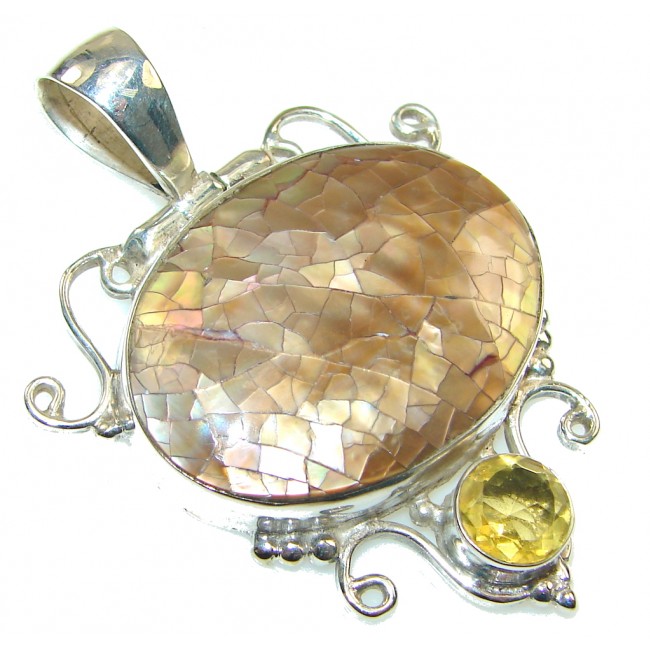Rainbow Abalone Sterling Silver Pendant
