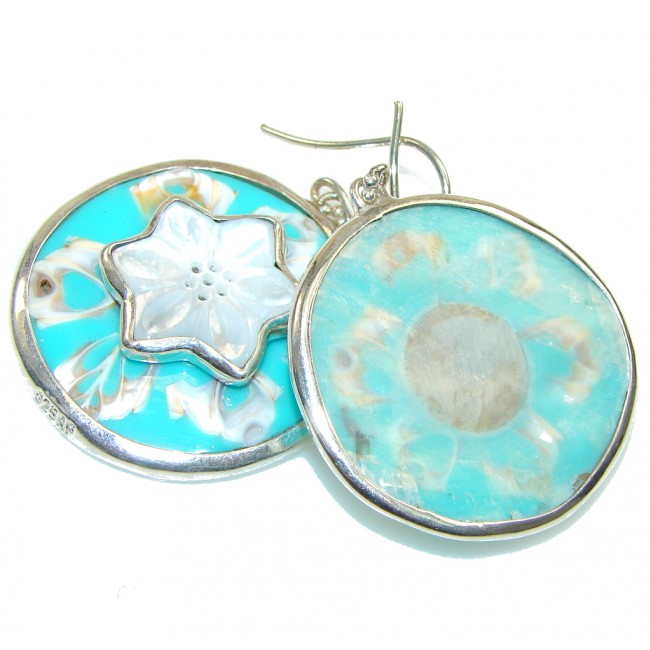 Fabulous! Blue Ocean Shell Sterling Silver earrings
