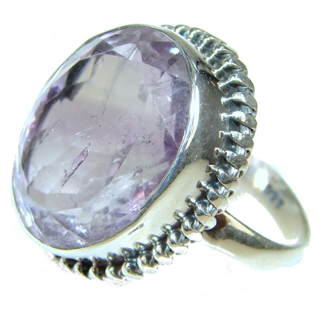 Delicate! Lavender Roses Amethyst Sterling Silver Ring s. 9 1/2