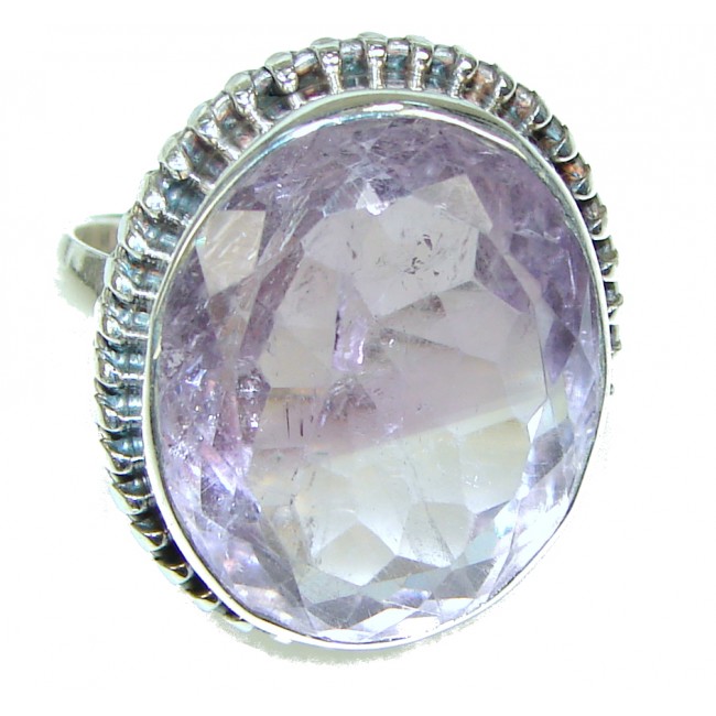 Delicate! Lavender Roses Amethyst Sterling Silver Ring s. 9 1/2