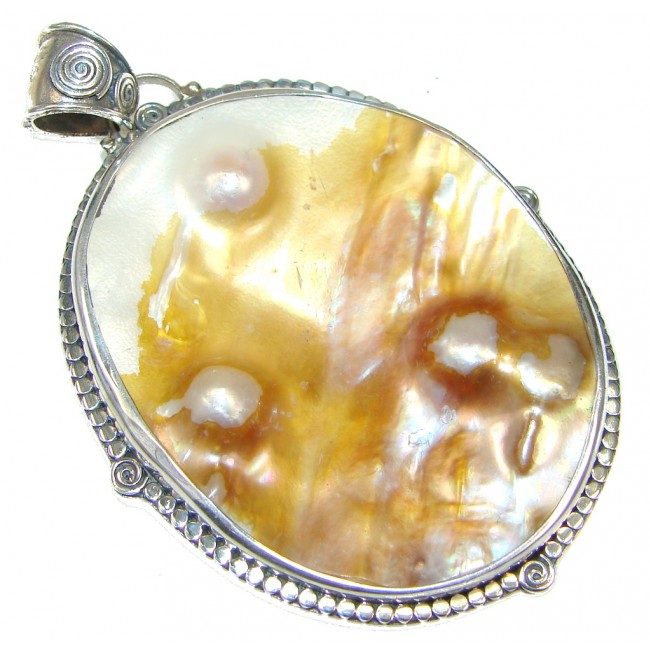 Big! Fashion Mother Of Pearl Sterling Silver Pendant