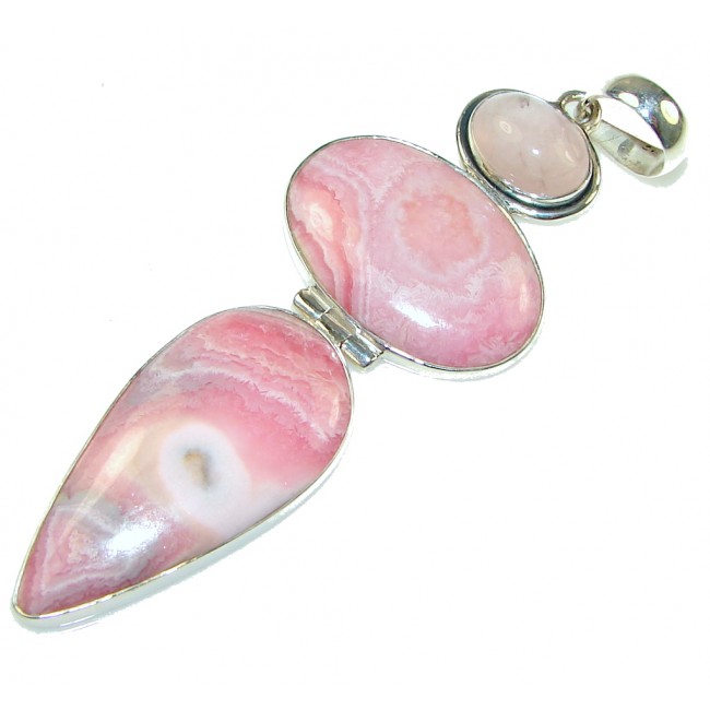 Fabulous 3 1/2 inches Pink Rhodochrosite Sterling Silver Pendant