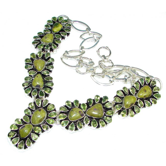 Green Paradise! Golden Atlantisite Sterling Silver necklace