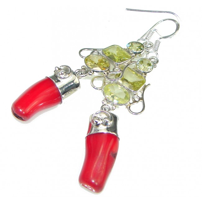 Classic Red Fossilized Coral Sterling Silver earrings