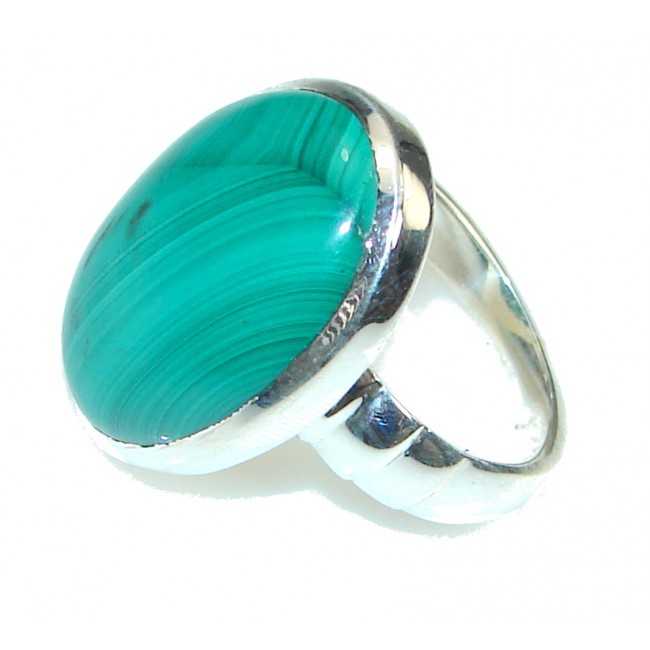 Self-Confidence And Success! Green Malachite Sterling Silver ring s. 8