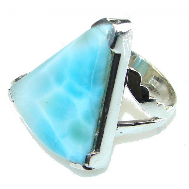 Big! Caribbean Waters! Light Blue Larimar Sterling Silver Ring s. 11