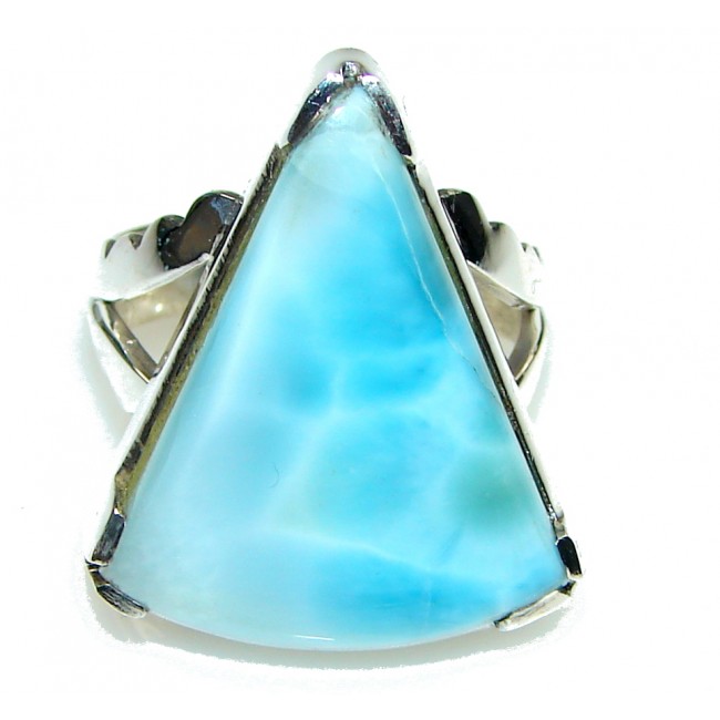 Big! Caribbean Waters! Light Blue Larimar Sterling Silver Ring s. 11
