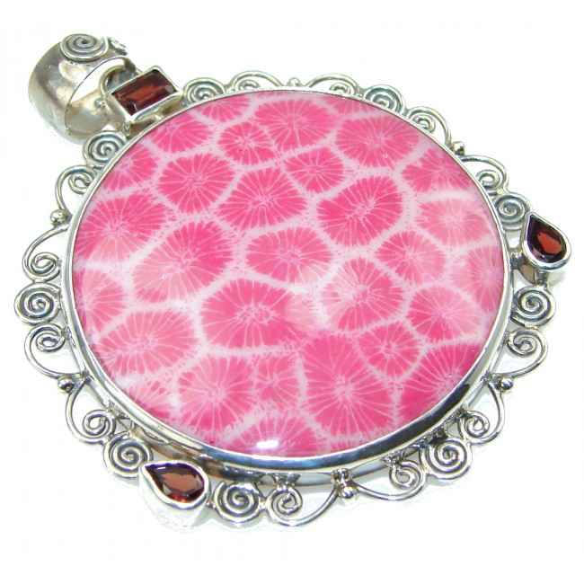 Pink Paradise!! Fossilized Coral Sterling Silver pendant