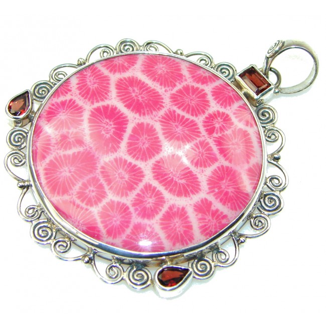 Pink Paradise!! Fossilized Coral Sterling Silver pendant