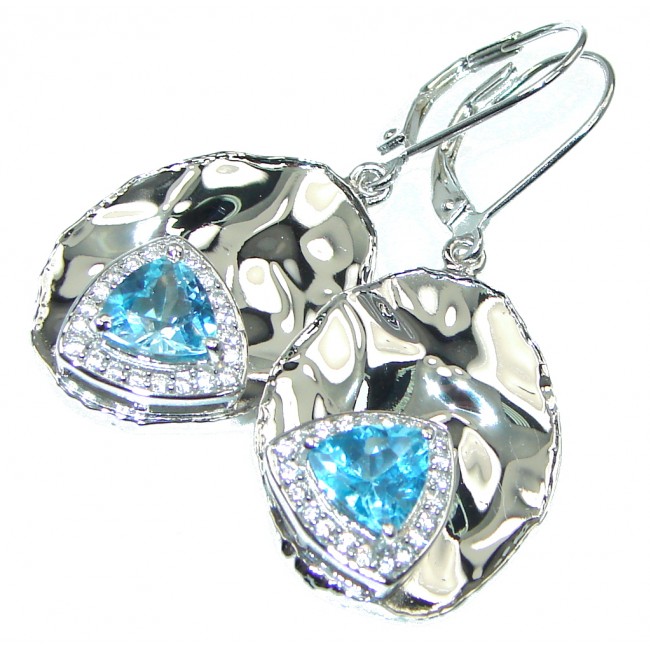 Clear Sky Blue! Swiss Blue Topaz, White Topaz Sterling Silver earrings