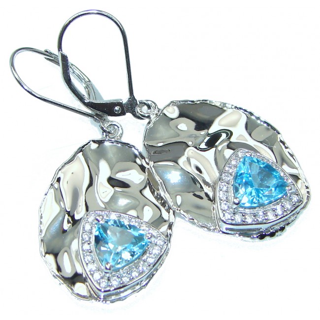 Clear Sky Blue! Swiss Blue Topaz, White Topaz Sterling Silver earrings