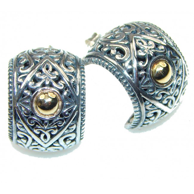 Natural Beauty! Two Tones Silver Sterling Silver earrings