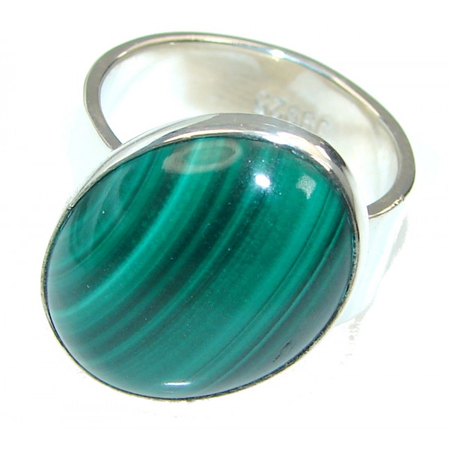 Just Perfect! Green Malachite Sterling Silver ring s. 7 1/2