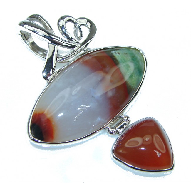 Exclusive Style! Brown Agate Sterling Silver Pendant