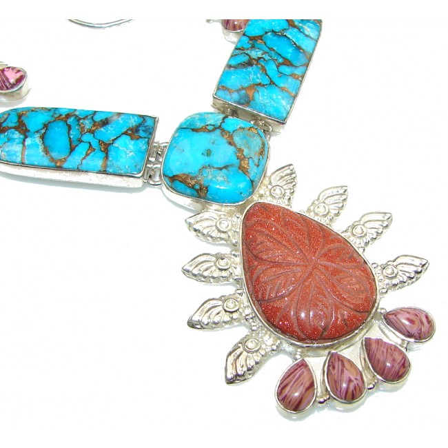 Aura Of Beauty! Red SunSitara Sterling Silver Necklace