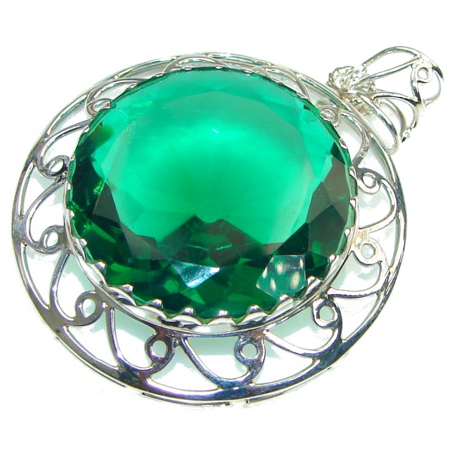 Secret! Created Green Emerald Sterling Silver Pendant