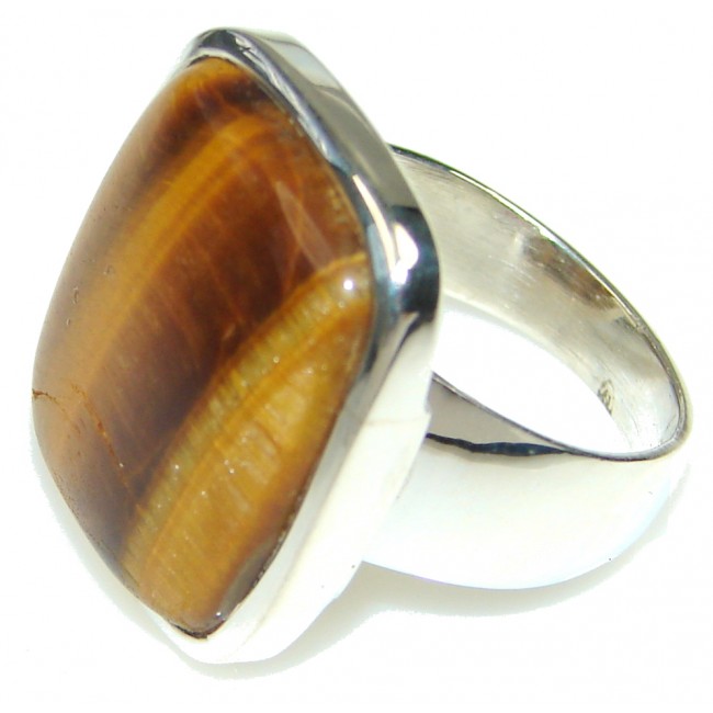Amazing! Brown Tigers Eye Sterling Silver Ring s. 8