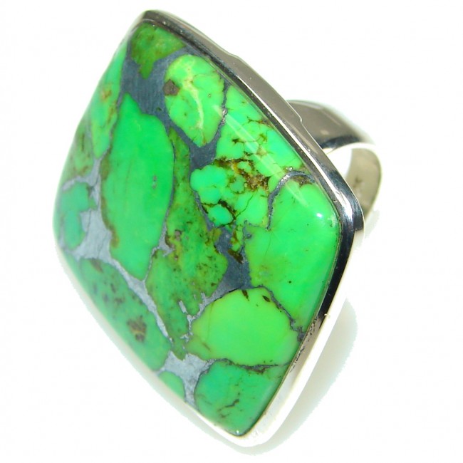 Big! Fresh Copper Green Turquoise Sterling Silver Ring s. 8 1/4